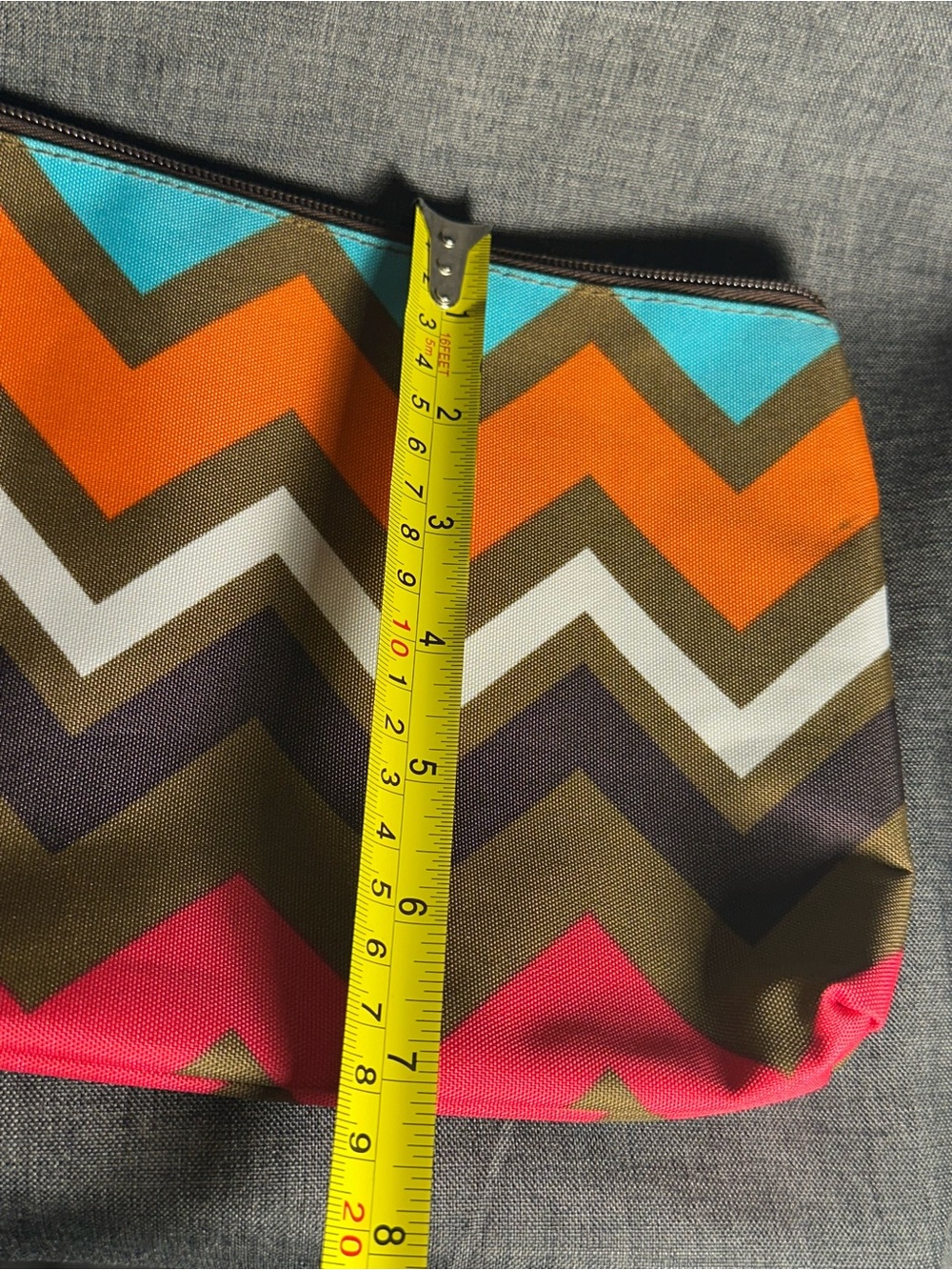 Chevron Pattern Zip Pouch - Bright Multicolor - Picture 3 of 4